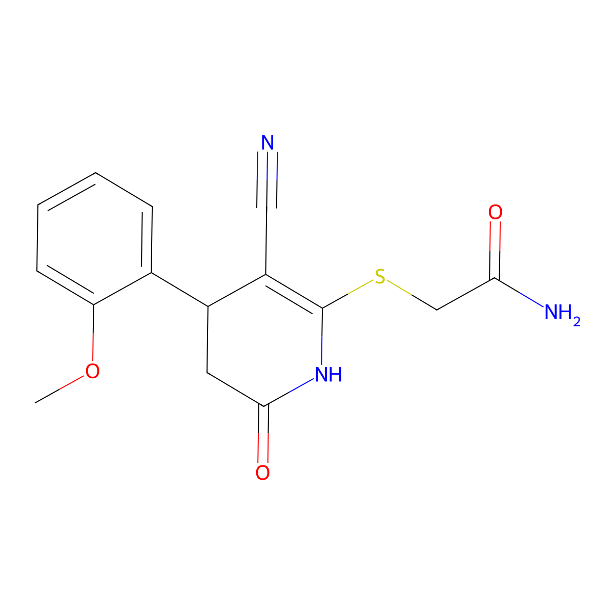 2-{[3-Cyano-4-(2-methoxyphenyl)-6-oxo-1,4,5,6-tetrahydropyridin-2-yl]sulfanyl}acetamide molecular structure, CAS 330181-08-3