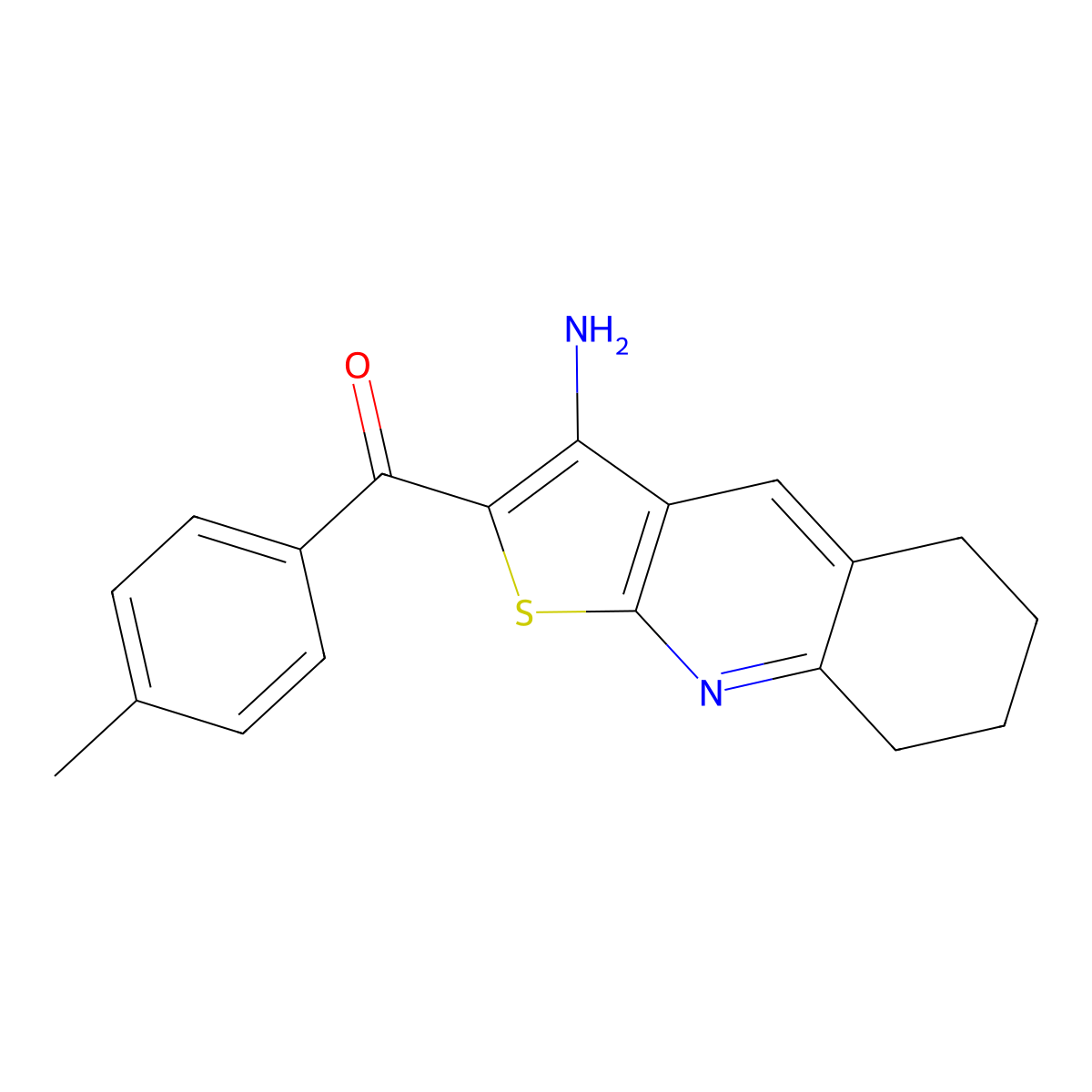 (3-Amino-5,6,7,8-tetrahydrothieno[2,3-b]quinolin-2-yl)(4-methylphenyl)methanone molecular structure, CAS 330181-46-9