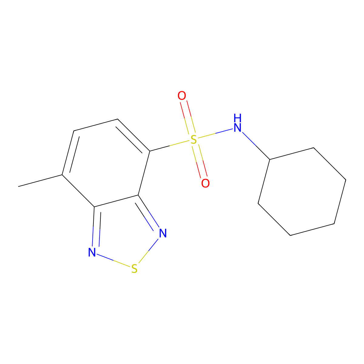N-cyclohexyl-7-methyl-2,1,3-benzothiadiazole-4-sulfonamide molecular structure, CAS 330181-56-1