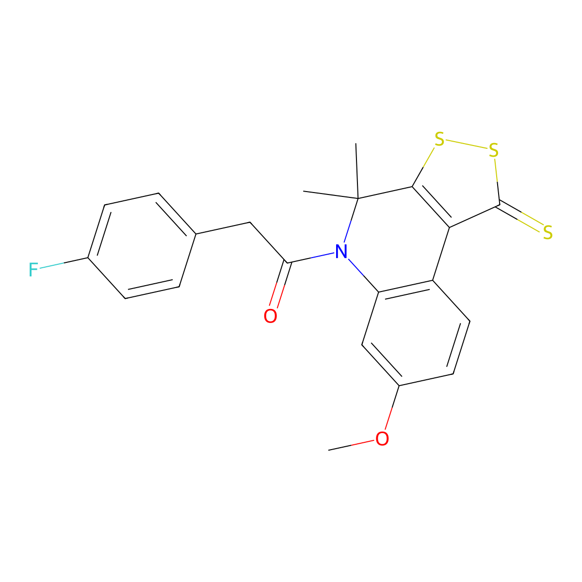 2-(4-fluorophenyl)-1-(7-methoxy-4,4-dimethyl-1-thioxo-1,4-dihydro-5H-[1,2]dithiolo[3,4-c]quinolin-5-yl)ethanone molecular structure, CAS 330181-74-3