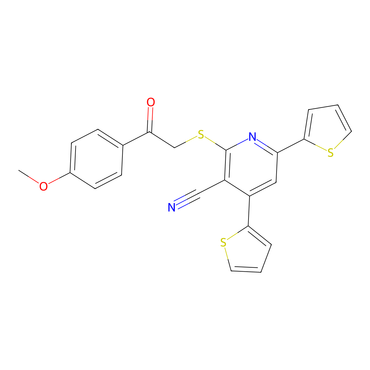 2-[2-(4-Methoxyphenyl)-2-oxoethyl]sulfanyl-4,6-dithiophen-2-ylpyridine-3-carbonitrile molecular structure, CAS 330182-08-6