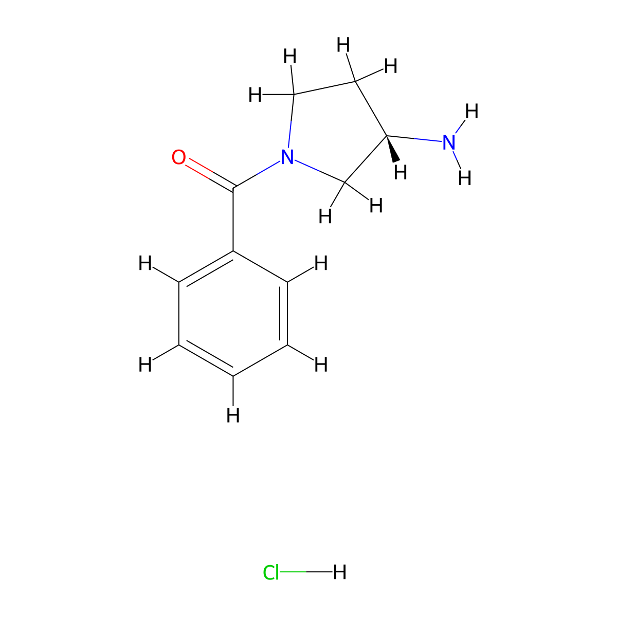 (S)-(3-Aminopyrrolidin-1-yl)(phenyl)methanone hydrochloride molecular structure, CAS 330186-77-1