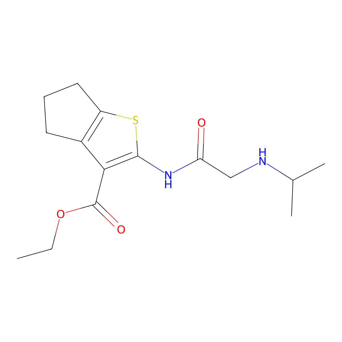 ethyl 2-{[N-(propan-2-yl)glycyl]amino}-5,6-dihydro-4H-cyclopenta[b]thiophene-3-carboxylate molecular structure, CAS 330188-57-3