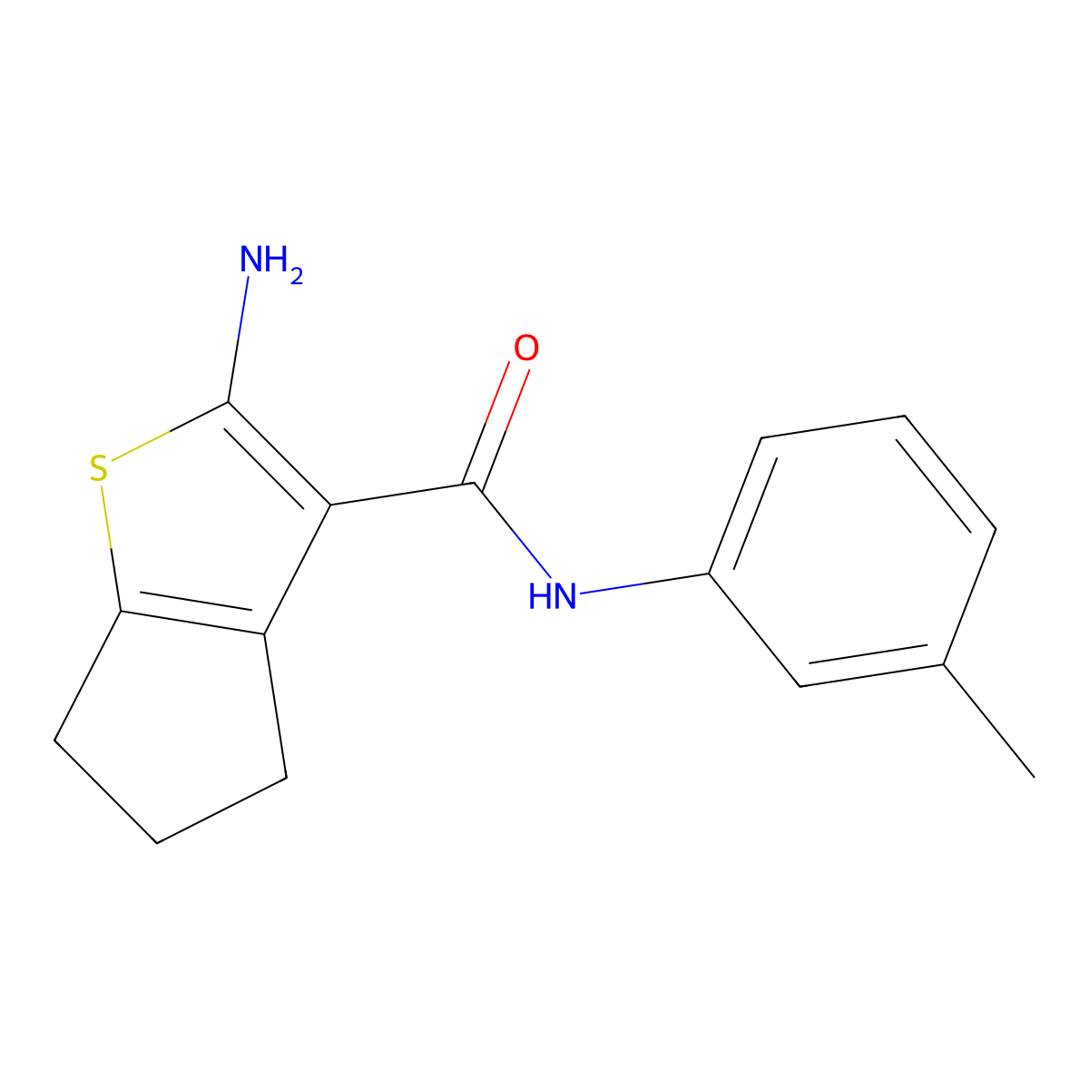 2-amino-N-(3-methylphenyl)-5,6-dihydro-4H-cyclopenta[b]thiophene-3-carboxamide molecular structure, CAS 330188-62-0