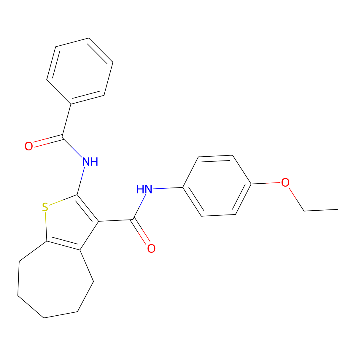 2-(Benzoylamino)-N-(4-ethoxyphenyl)-5,6,7,8-tetrahydro-4H-cyclohepta[b]thiophene-3-carboxamide molecular structure, CAS 330188-64-2