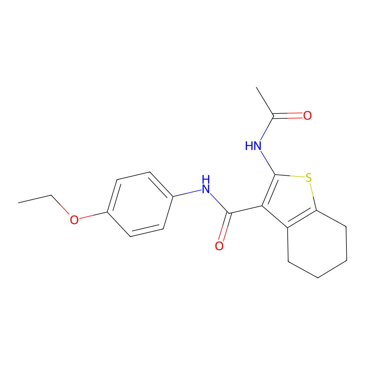 2-acetamido-N-(4-ethoxyphenyl)-4,5,6,7-tetrahydro-1-benzothiophene-3-carboxamide molecular structure, CAS 330188-67-5