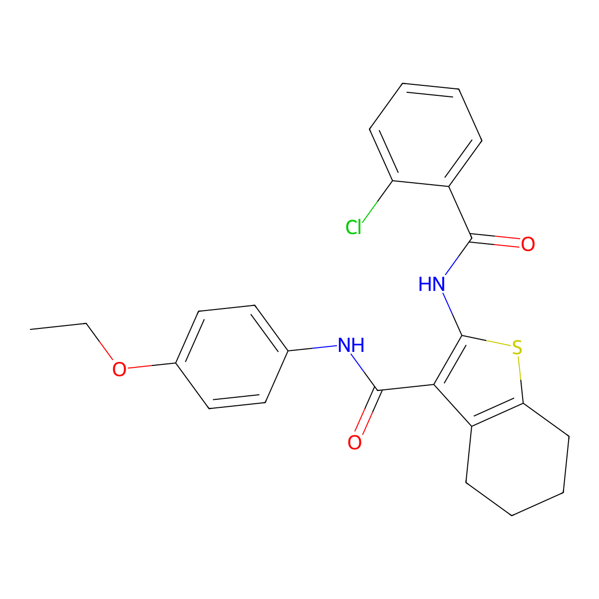 2-[(2-chlorobenzoyl)amino]-N-(4-ethoxyphenyl)-4,5,6,7-tetrahydro-1-benzothiophene-3-carboxamide molecular structure, CAS 330188-71-1