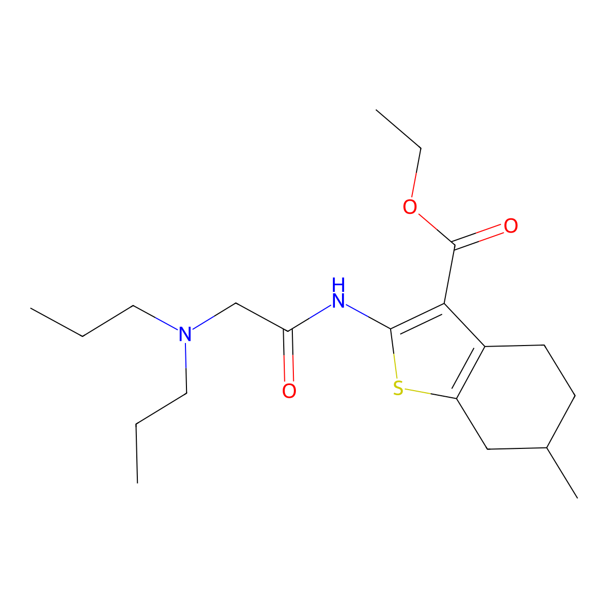 Ethyl 2-{[(dipropylamino)acetyl]amino}-6-methyl-4,5,6,7-tetrahydro-1-benzothiophene-3-carboxylate molecular structure, CAS 330188-75-5