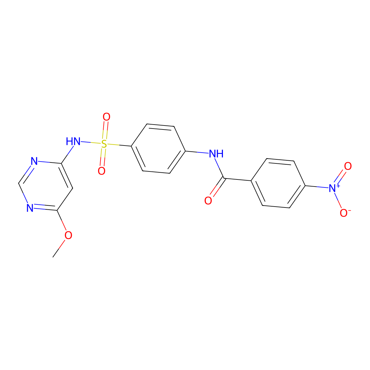 N-(4-(N-(6-methoxypyrimidin-4-yl)sulfamoyl)phenyl)-4-nitrobenzamide molecular structure, CAS 330188-99-3