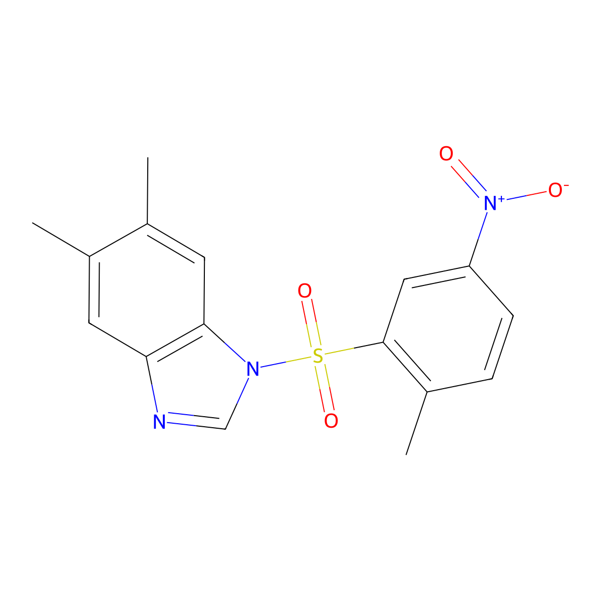 5,6-dimethyl-1-(2-methyl-5-nitrobenzenesulfonyl)-1H-1,3-benzodiazole molecular structure, CAS 330189-03-2