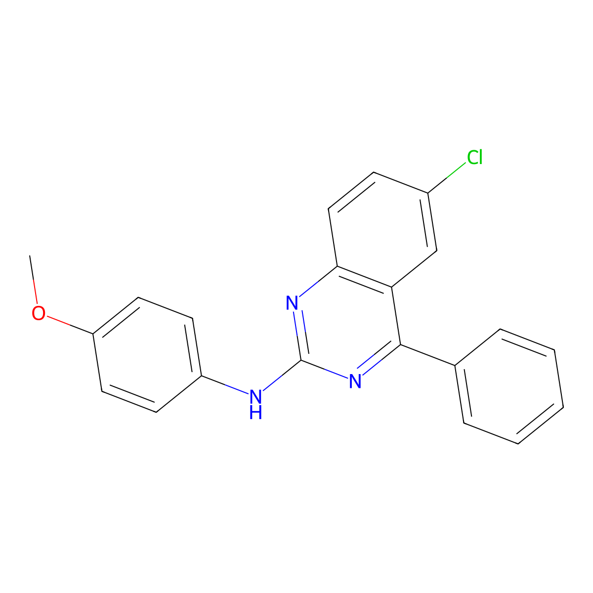 6-chloro-N-(4-methoxyphenyl)-4-phenylquinazolin-2-amine molecular structure, CAS 330189-42-9