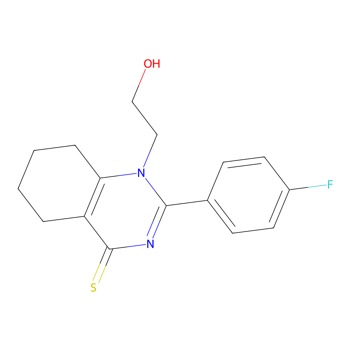 2-(4-Fluorophenyl)-1-(2-hydroxyethyl)-5,6,7,8-tetrahydroquinazoline-4-thione molecular structure, CAS 330189-43-0
