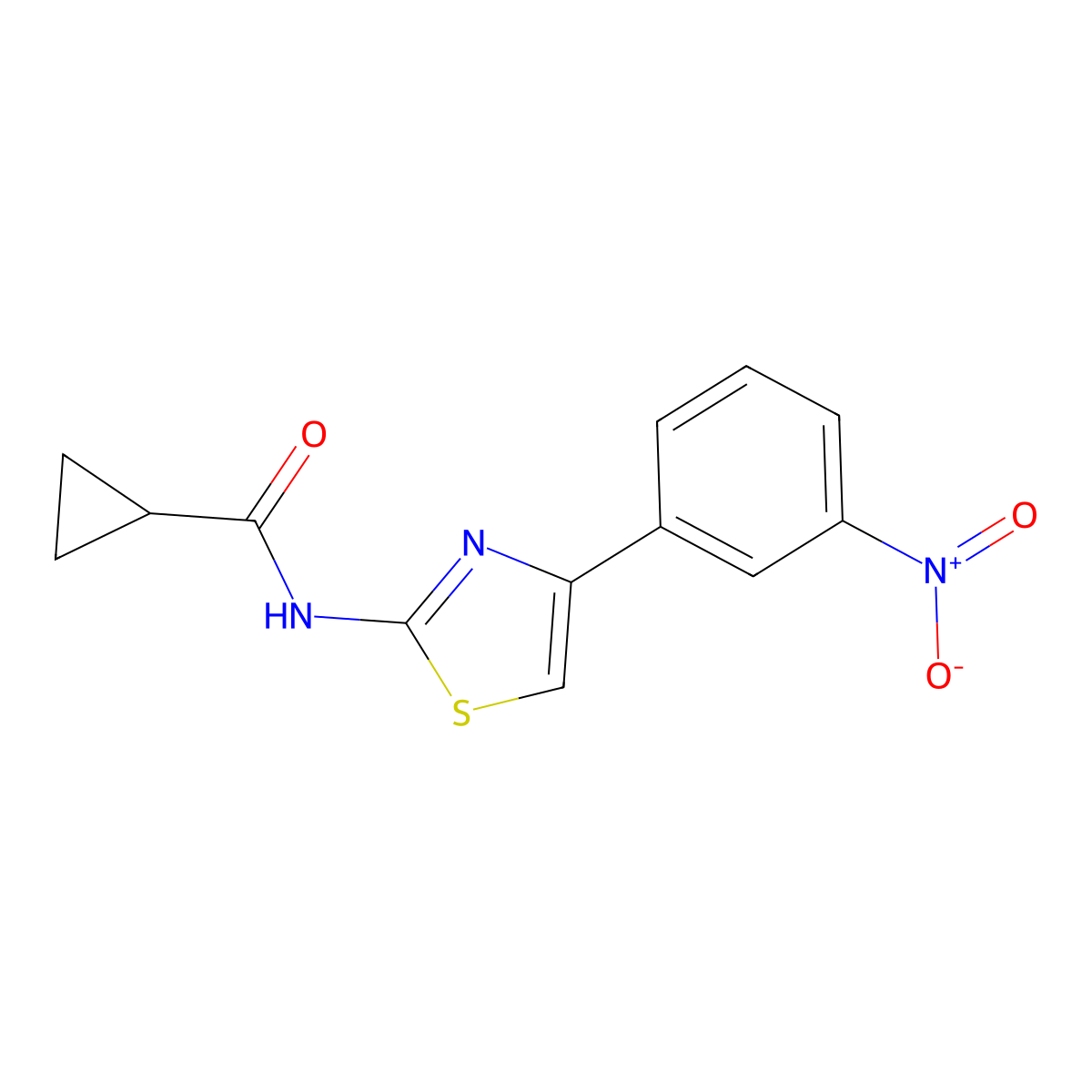 N-[4-(3-nitrophenyl)-1,3-thiazol-2-yl]cyclopropanecarboxamide molecular structure, CAS 330189-58-7