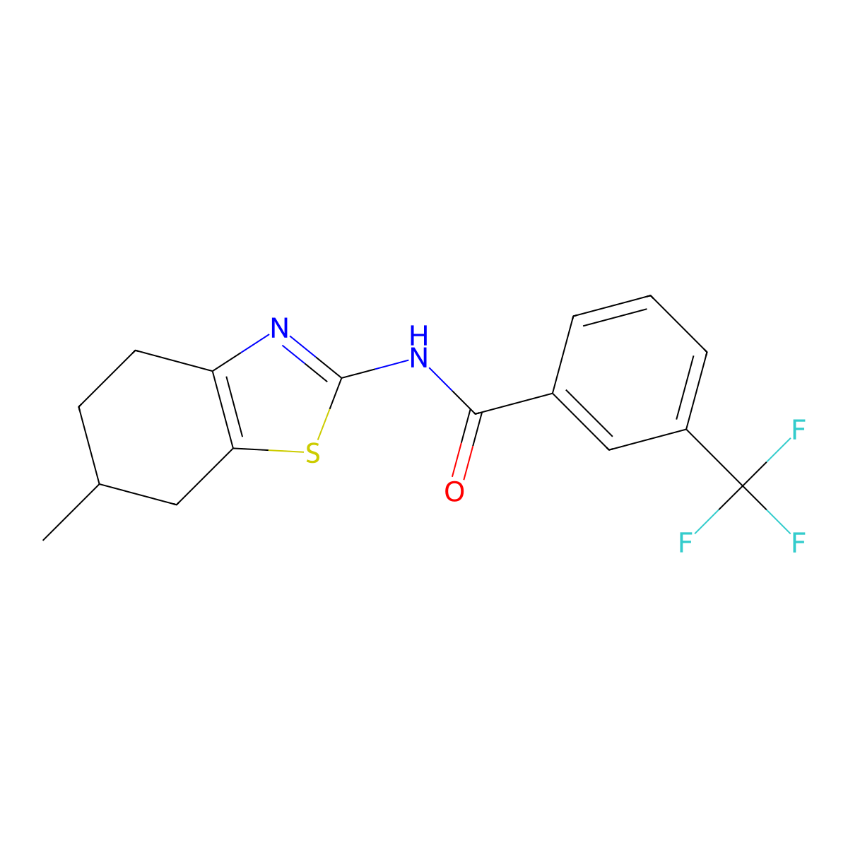 N-(6-methyl-4,5,6,7-tetrahydro-1,3-benzothiazol-2-yl)-3-(trifluoromethyl)benzamide molecular structure, CAS 330189-69-0