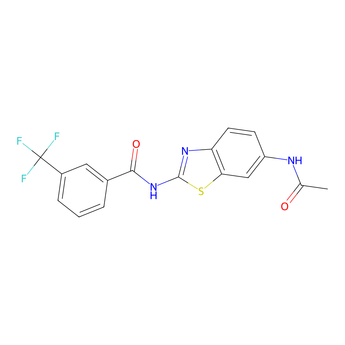 N-(6-acetamidobenzo[d]thiazol-2-yl)-3-(trifluoromethyl)benzamide molecular structure, CAS 330189-73-6