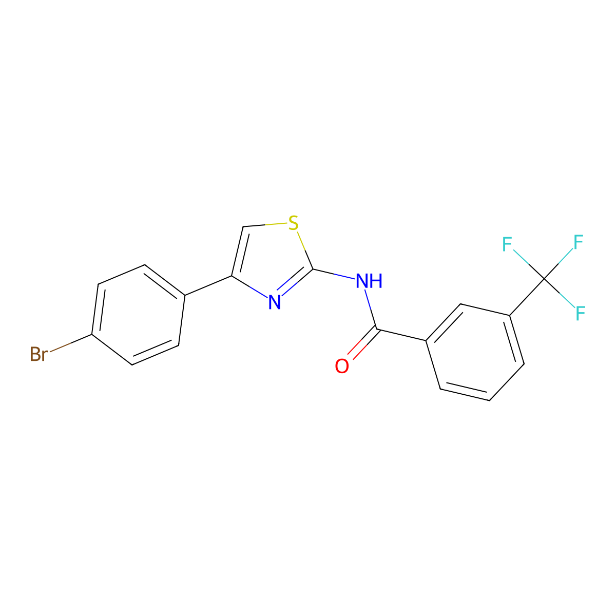 N-[4-(4-bromophenyl)-1,3-thiazol-2-yl]-3-(trifluoromethyl)benzamide molecular structure, CAS 330189-76-9