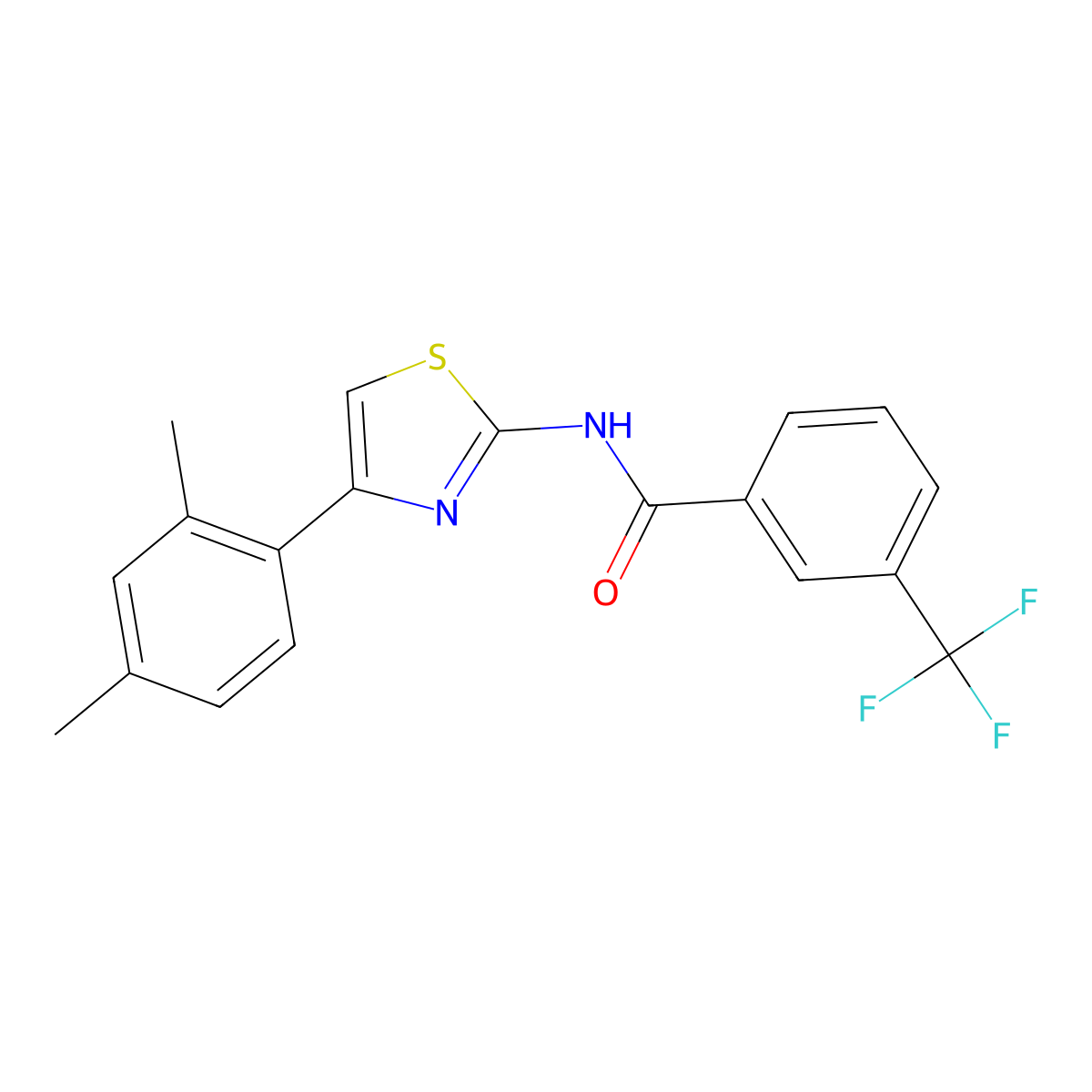 N-[4-(2,4-dimethylphenyl)-1,3-thiazol-2-yl]-3-(trifluoromethyl)benzamide molecular structure, CAS 330189-77-0