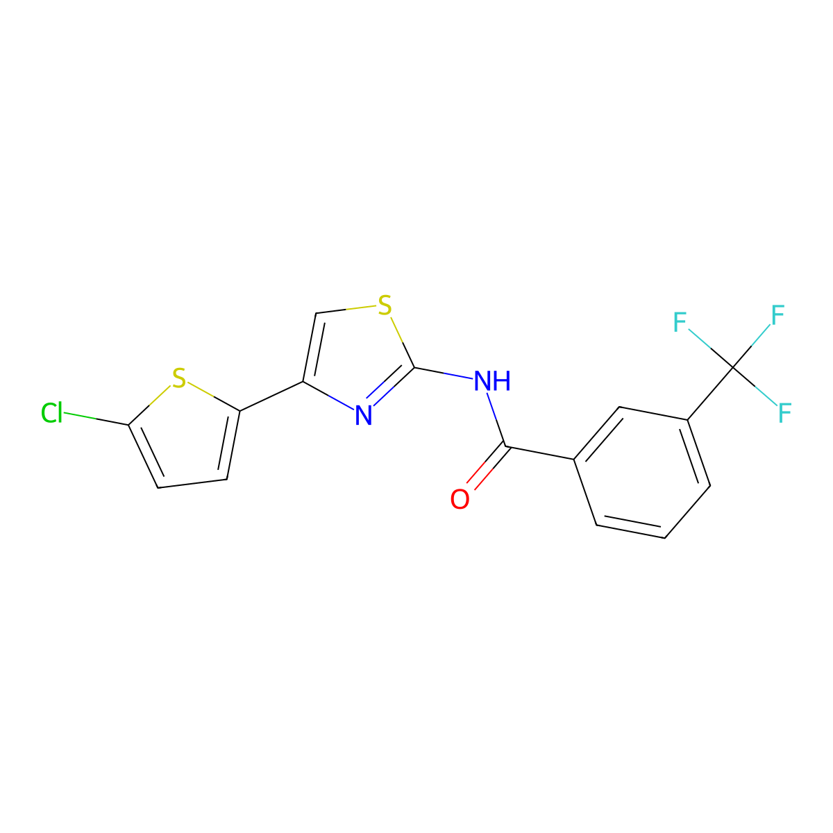 N-[4-(5-chlorothiophen-2-yl)-1,3-thiazol-2-yl]-3-(trifluoromethyl)benzamide molecular structure, CAS 330189-80-5