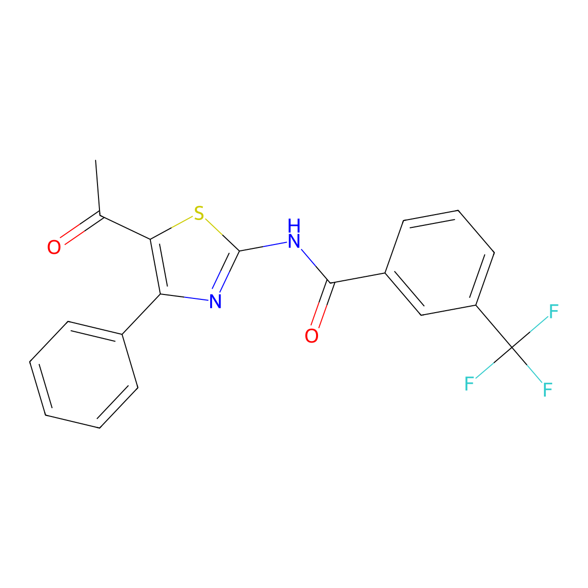N-(5-acetyl-4-phenyl-1,3-thiazol-2-yl)-3-(trifluoromethyl)benzamide molecular structure, CAS 330189-82-7