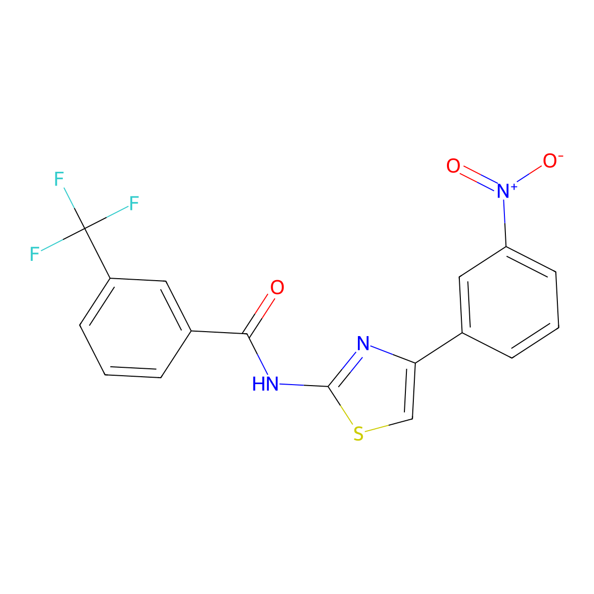 N-[4-(3-nitrophenyl)-1,3-thiazol-2-yl]-3-(trifluoromethyl)benzamide molecular structure, CAS 330189-84-9