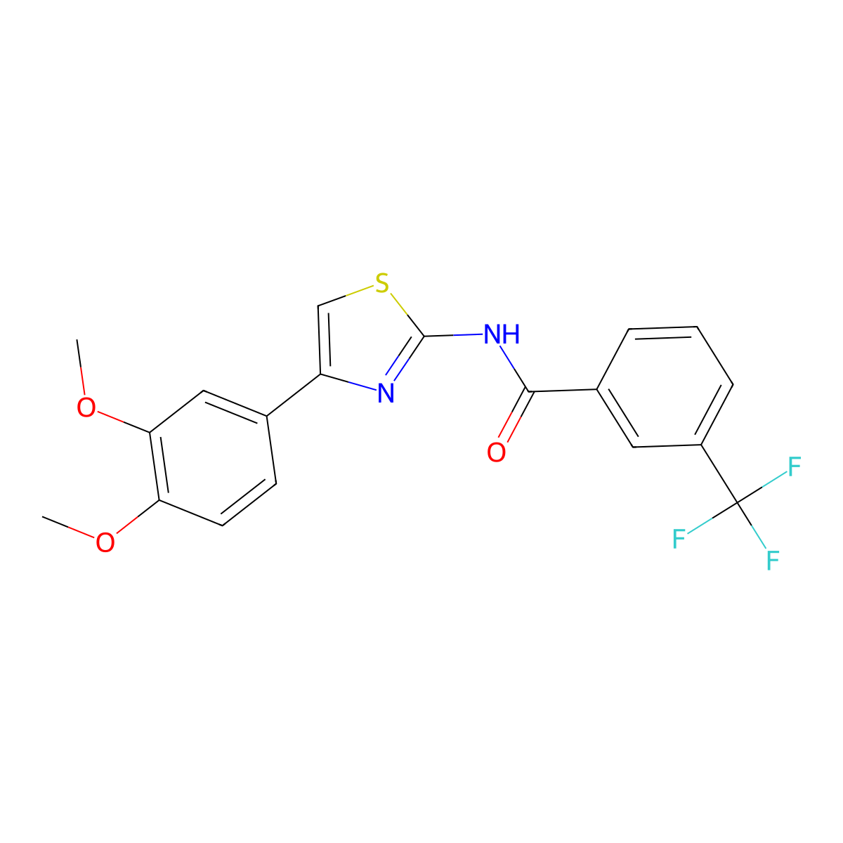 N-[4-(3,4-dimethoxyphenyl)-1,3-thiazol-2-yl]-3-(trifluoromethyl)benzamide molecular structure, CAS 330189-86-1