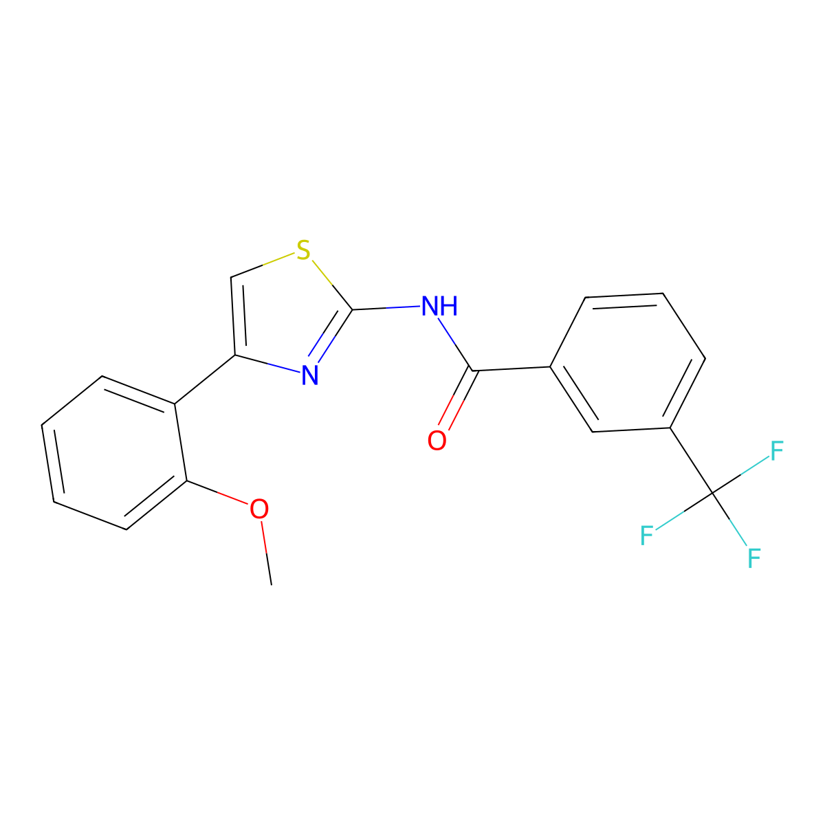 N-[4-(2-methoxyphenyl)-1,3-thiazol-2-yl]-3-(trifluoromethyl)benzamide molecular structure, CAS 330189-90-7