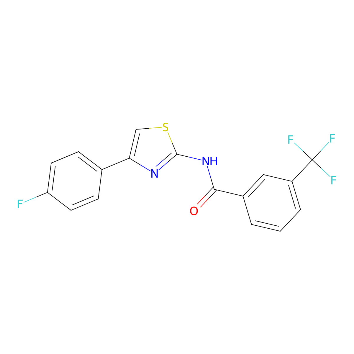 N-[4-(4-fluorophenyl)-1,3-thiazol-2-yl]-3-(trifluoromethyl)benzamide molecular structure, CAS 330189-91-8