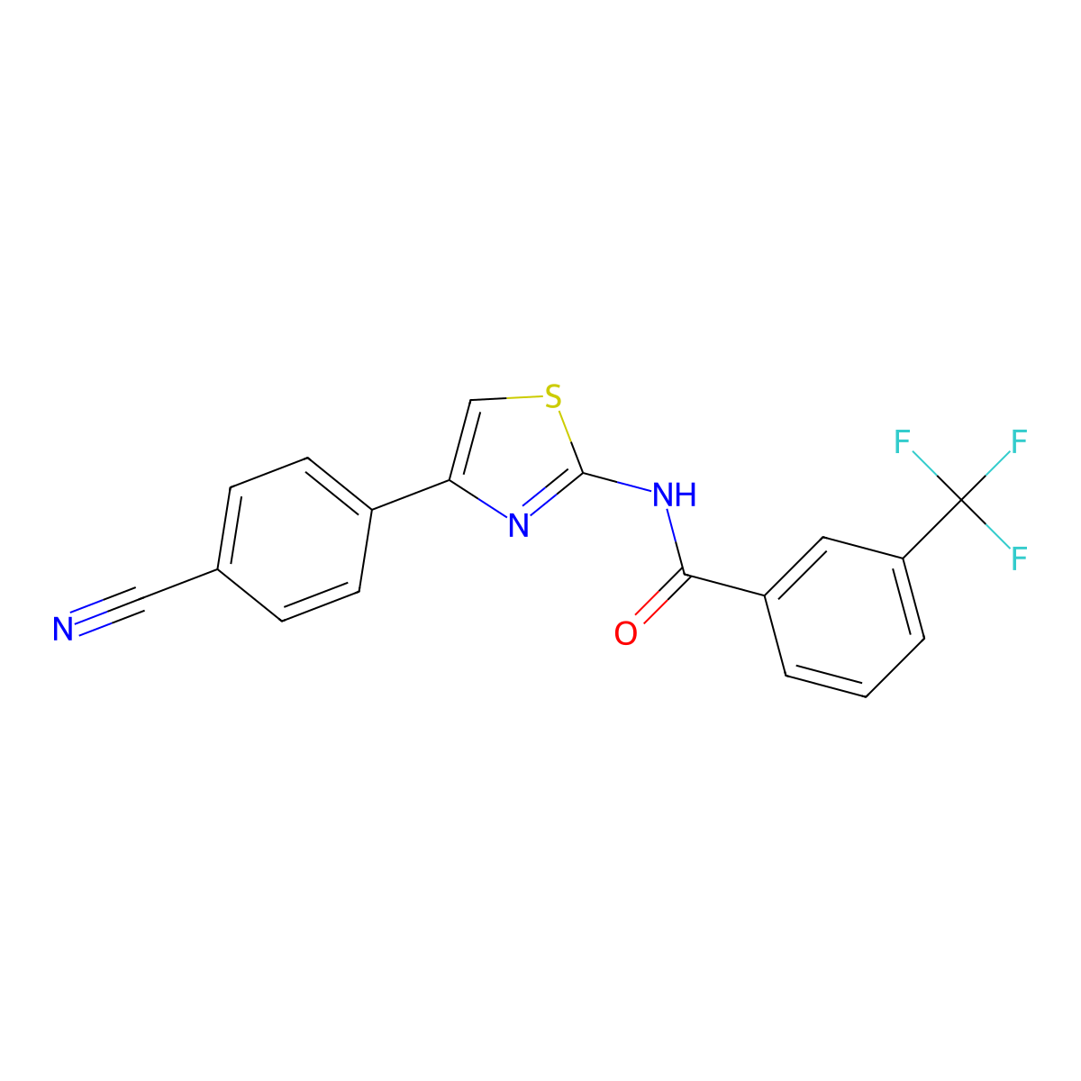 N-[4-(4-cyanophenyl)-1,3-thiazol-2-yl]-3-(trifluoromethyl)benzamide molecular structure, CAS 330189-92-9