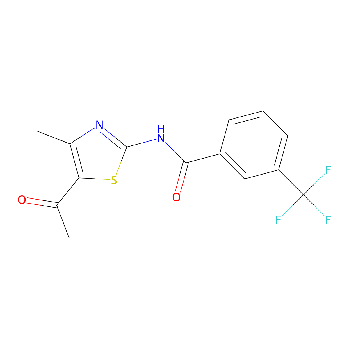 N-(5-acetyl-4-methyl-1,3-thiazol-2-yl)-3-(trifluoromethyl)benzamide molecular structure, CAS 330189-96-3