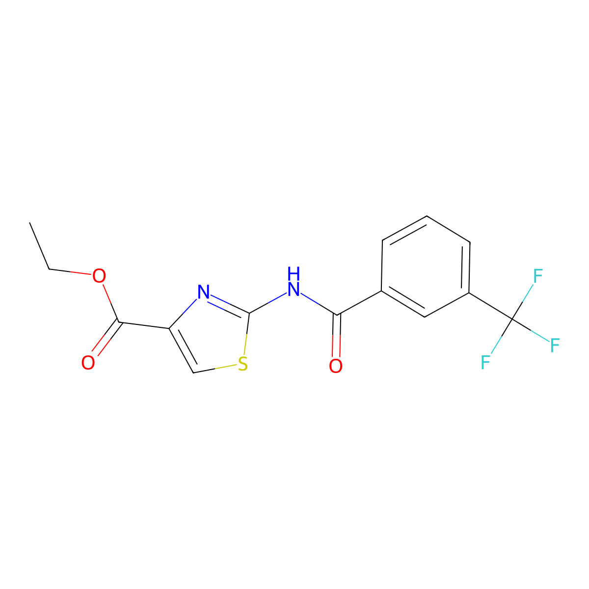 Ethyl 2-(3-(trifluoromethyl)benzamido)thiazole-4-carboxylate molecular structure, CAS 330189-97-4