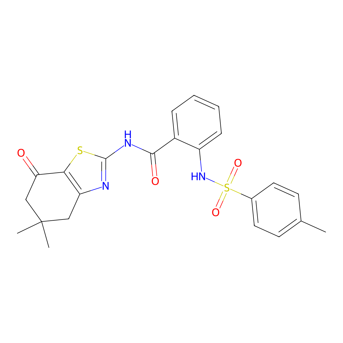 N-(5,5-dimethyl-7-oxo-4,6-dihydro-1,3-benzothiazol-2-yl)-2-[(4-methylphenyl)sulfonylamino]benzamide molecular structure, CAS 330190-10-8