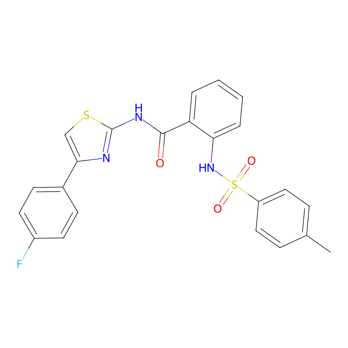 N-[4-(4-fluorophenyl)-2-thiazolyl]-2-[(4-methylphenyl)sulfonylamino]benzamide molecular structure, CAS 330190-15-3