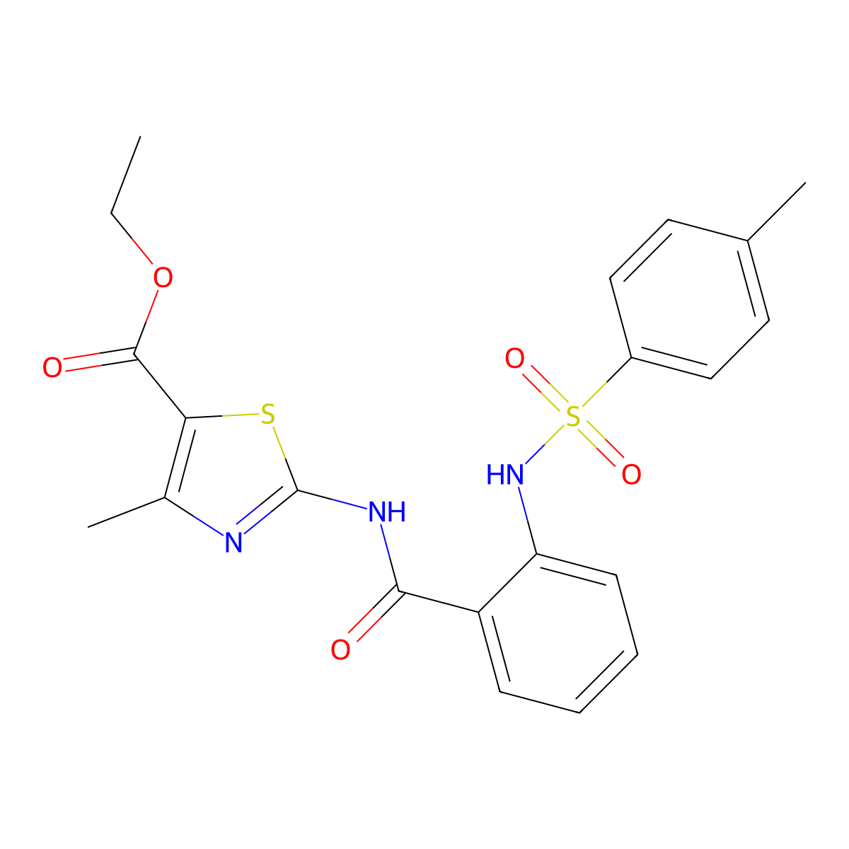 Ethyl 4-methyl-2-[2-(4-methylbenzenesulfonamido)benzamido]-1,3-thiazole-5-carboxylate molecular structure, CAS 330190-17-5