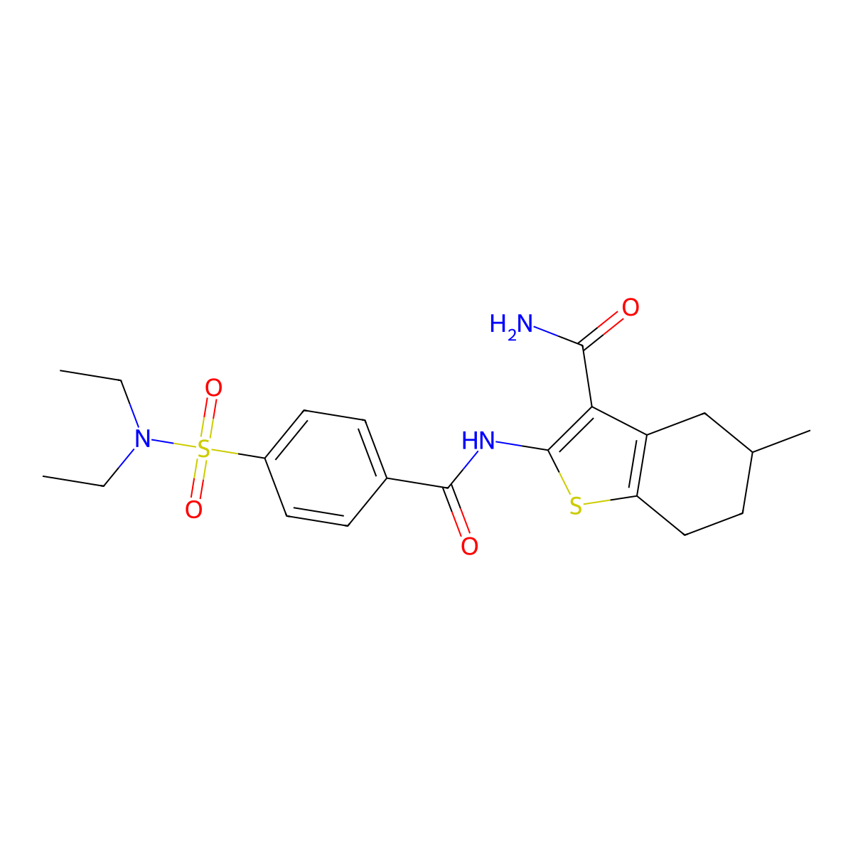 2-(4-(N,N-diethylsulfamoyl)benzamido)-5-methyl-4,5,6,7-tetrahydrobenzo[b]thiophene-3-carboxamide molecular structure, CAS 330190-29-9