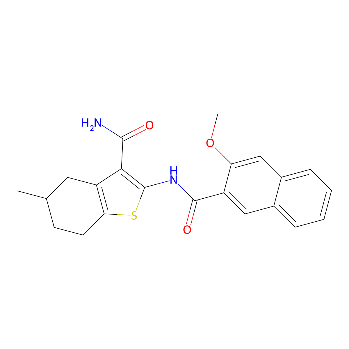 2-(3-Methoxynaphthalene-2-amido)-5-methyl-4,5,6,7-tetrahydro-1-benzothiophene-3-carboxamide molecular structure, CAS 330190-37-9