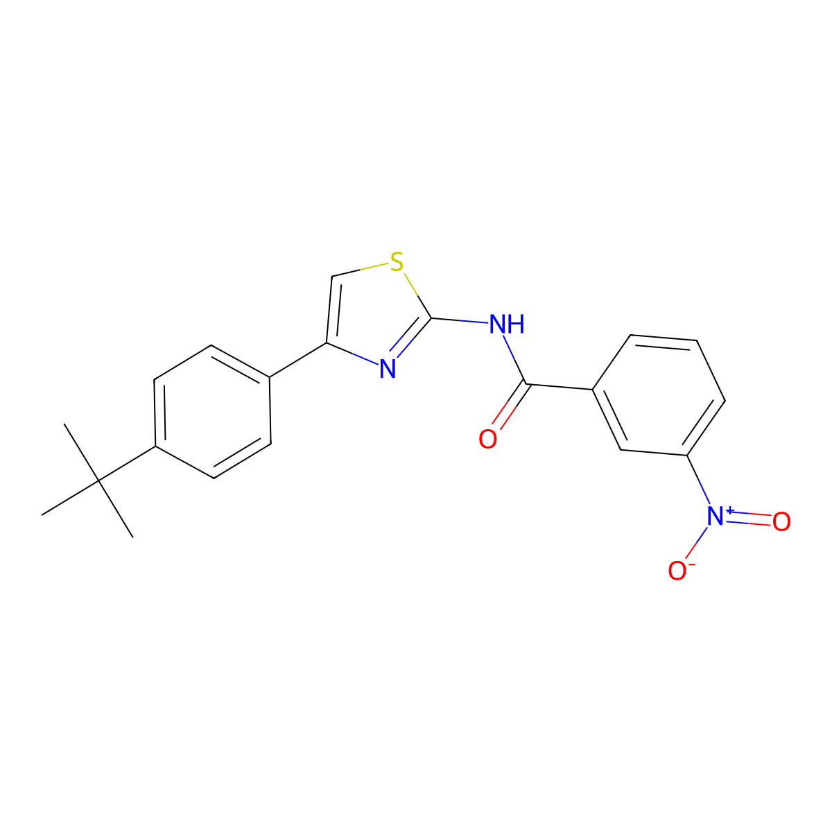 N-[4-(4-tert-butylphenyl)-1,3-thiazol-2-yl]-3-nitrobenzamide molecular structure, CAS 330190-47-1