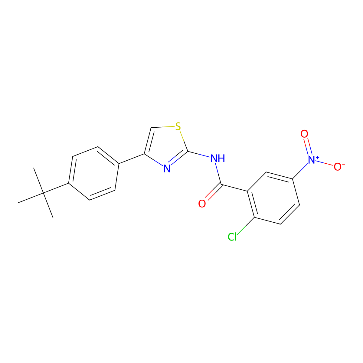 N-[4-(4-tert-butylphenyl)-1,3-thiazol-2-yl]-2-chloro-5-nitrobenzamide molecular structure, CAS 330190-48-2