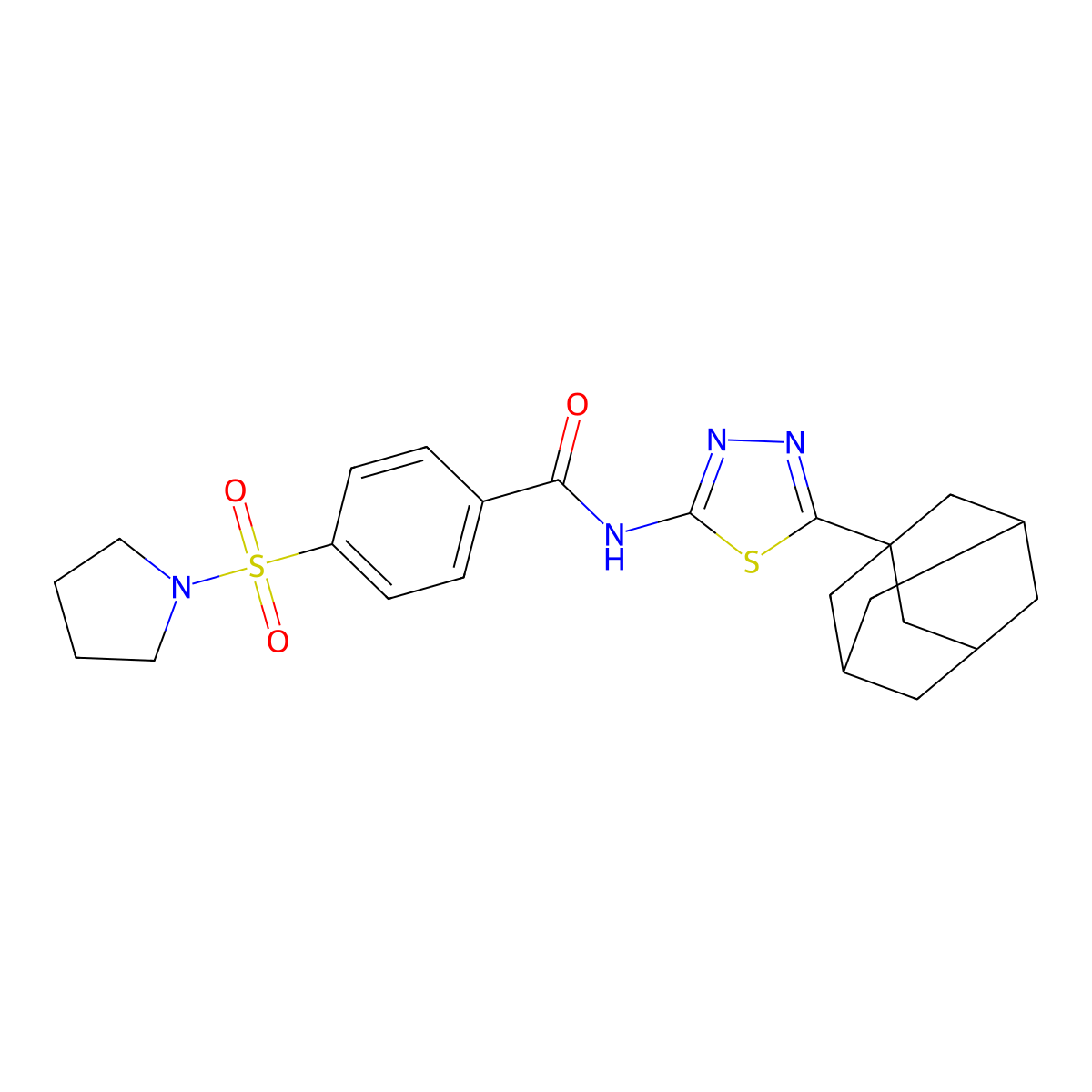 N-[5-(1-adamantyl)-1,3,4-thiadiazol-2-yl]-4-pyrrolidin-1-ylsulfonylbenzamide molecular structure, CAS 330190-56-2