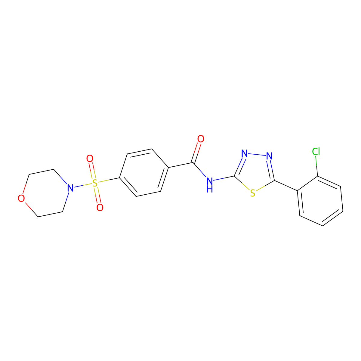 N-(5-(2-chlorophenyl)-1,3,4-thiadiazol-2-yl)-4-(morpholinosulfonyl)benzamide molecular structure, CAS 330190-62-0