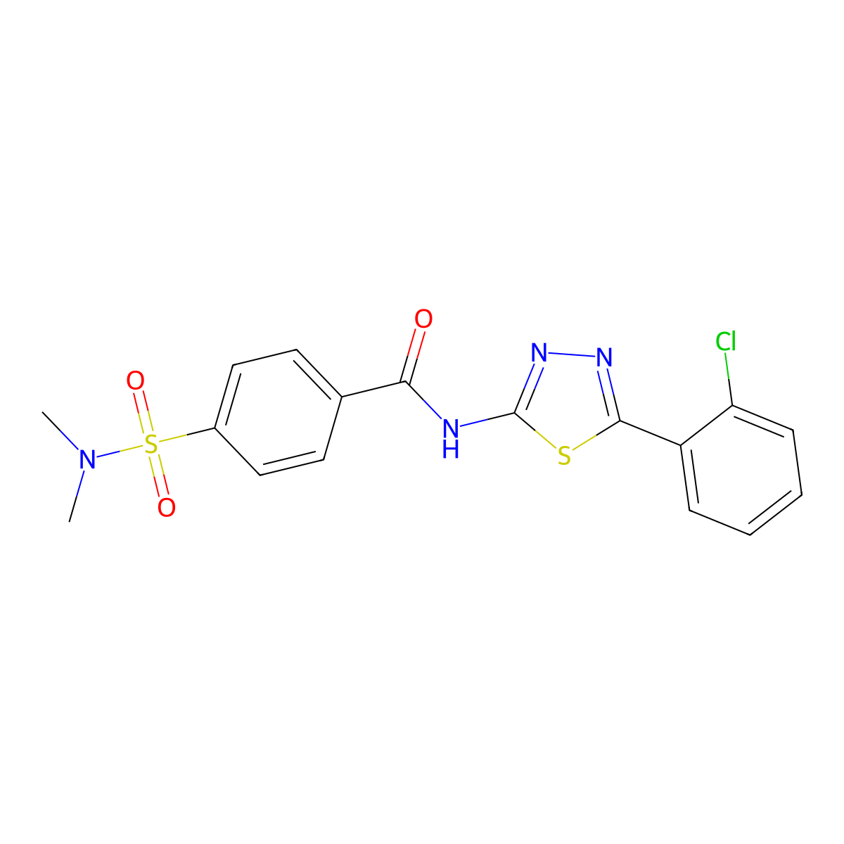N-[5-(2-chlorophenyl)-1,3,4-thiadiazol-2-yl]-4-(dimethylsulfamoyl)benzamide molecular structure, CAS 330190-63-1