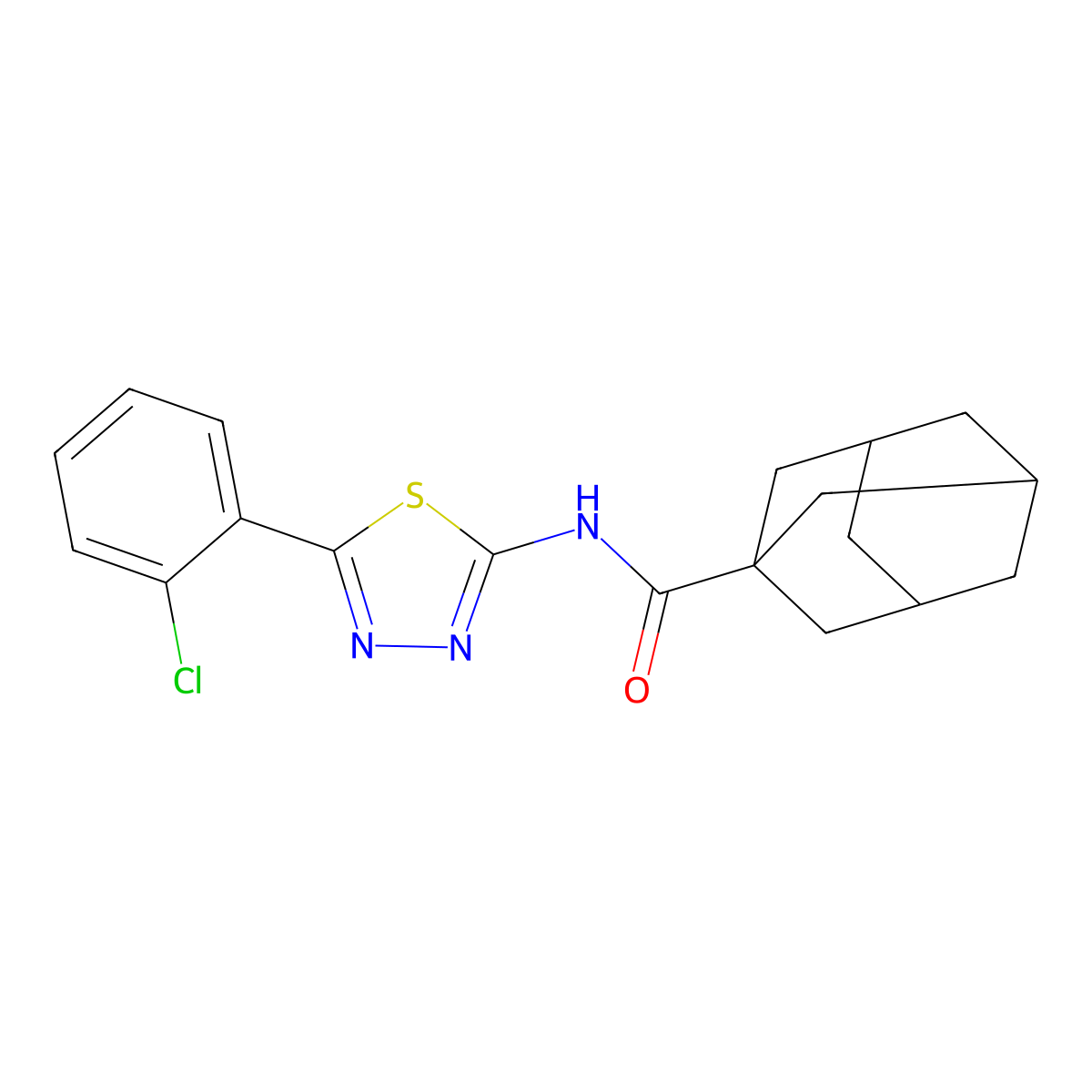 N-[5-(2-chlorophenyl)-1,3,4-thiadiazol-2-yl]adamantane-1-carboxamide molecular structure, CAS 330190-64-2