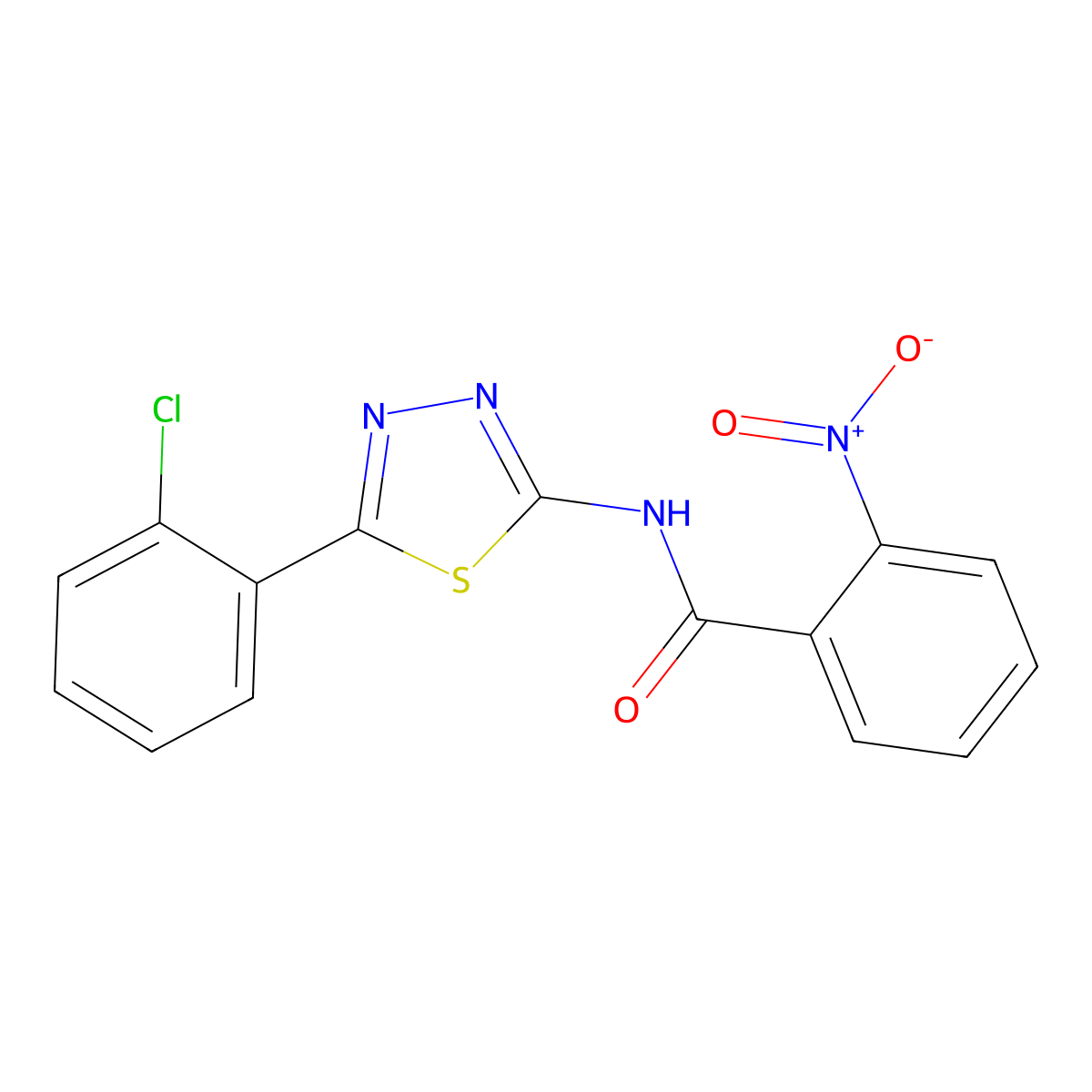 N-[5-(2-chlorophenyl)-1,3,4-thiadiazol-2-yl]-2-nitrobenzamide molecular structure, CAS 330190-65-3