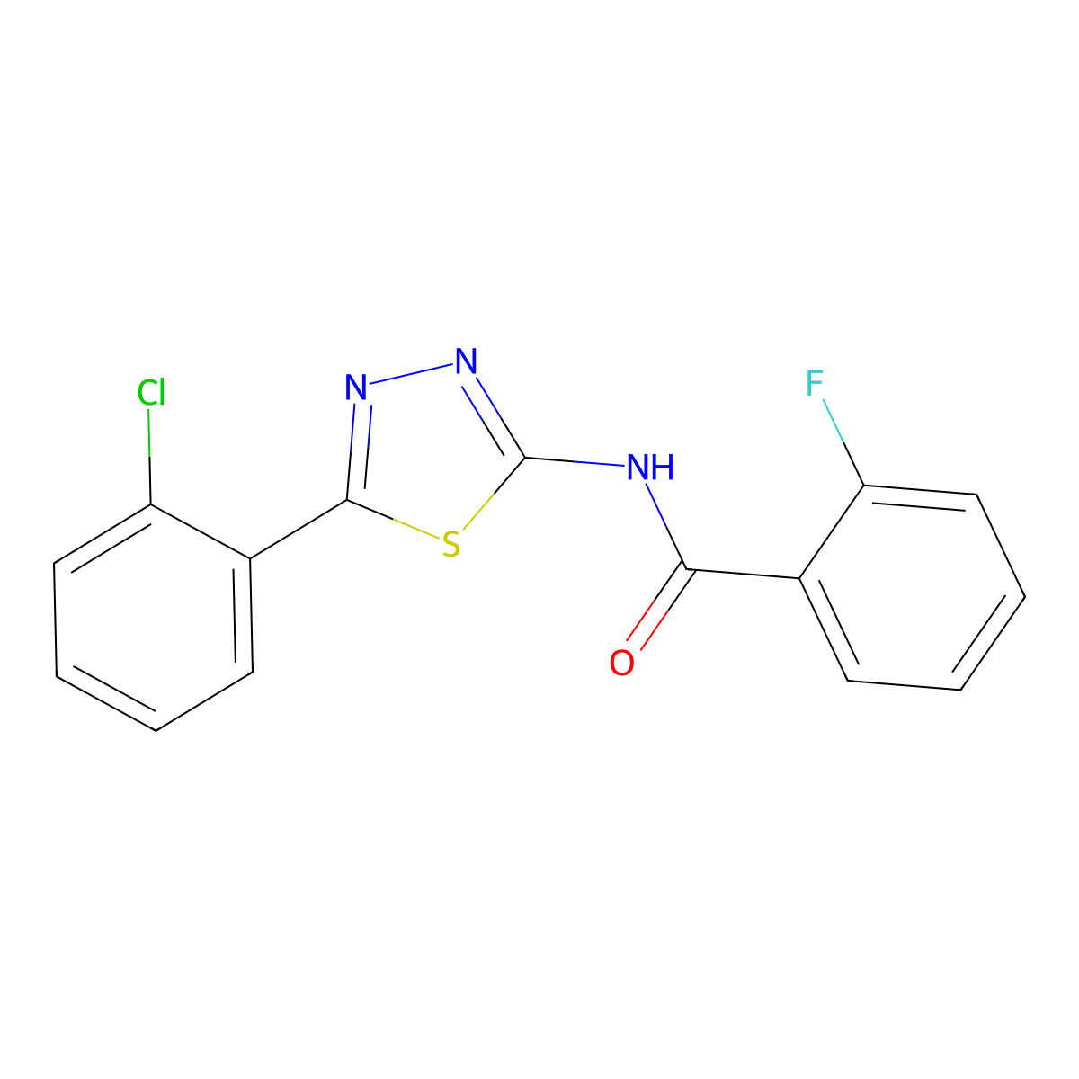 N-[5-(2-chlorophenyl)-1,3,4-thiadiazol-2-yl]-2-fluorobenzamide molecular structure, CAS 330190-66-4