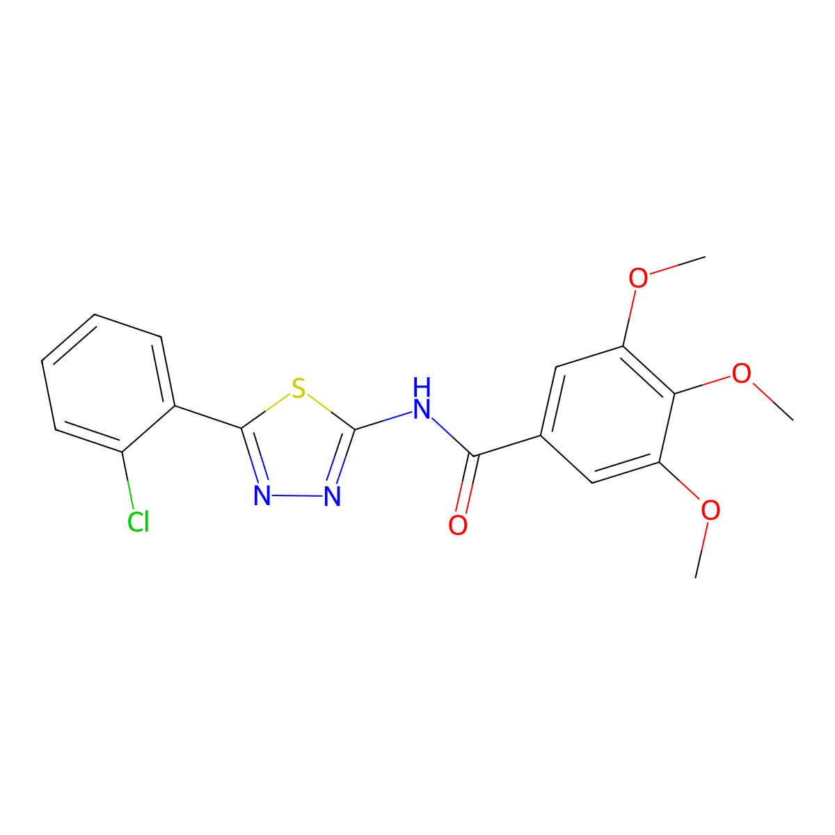 N-[5-(2-chlorophenyl)-1,3,4-thiadiazol-2-yl]-3,4,5-trimethoxybenzamide molecular structure, CAS 330190-67-5