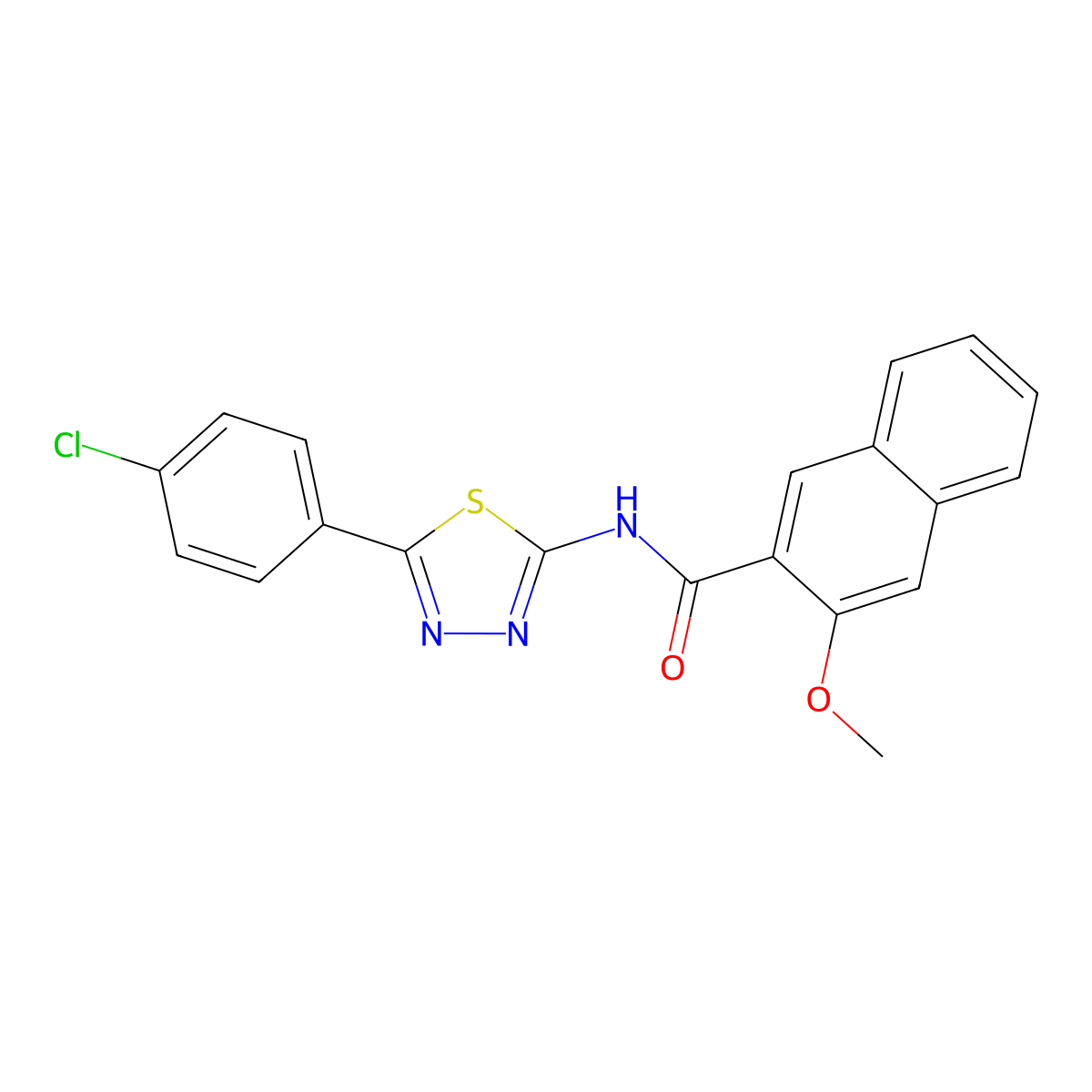N-(5-(4-chlorophenyl)-1,3,4-thiadiazol-2-yl)-3-methoxy-2-naphthamide molecular structure, CAS 330190-68-6