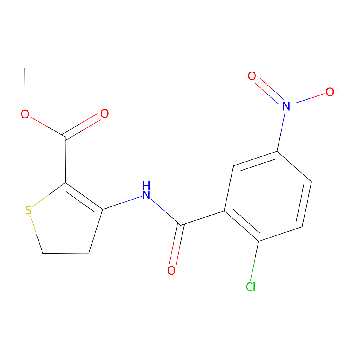 Methyl 3-(2-chloro-5-nitrobenzamido)-4,5-dihydrothiophene-2-carboxylate molecular structure, CAS 330190-72-2