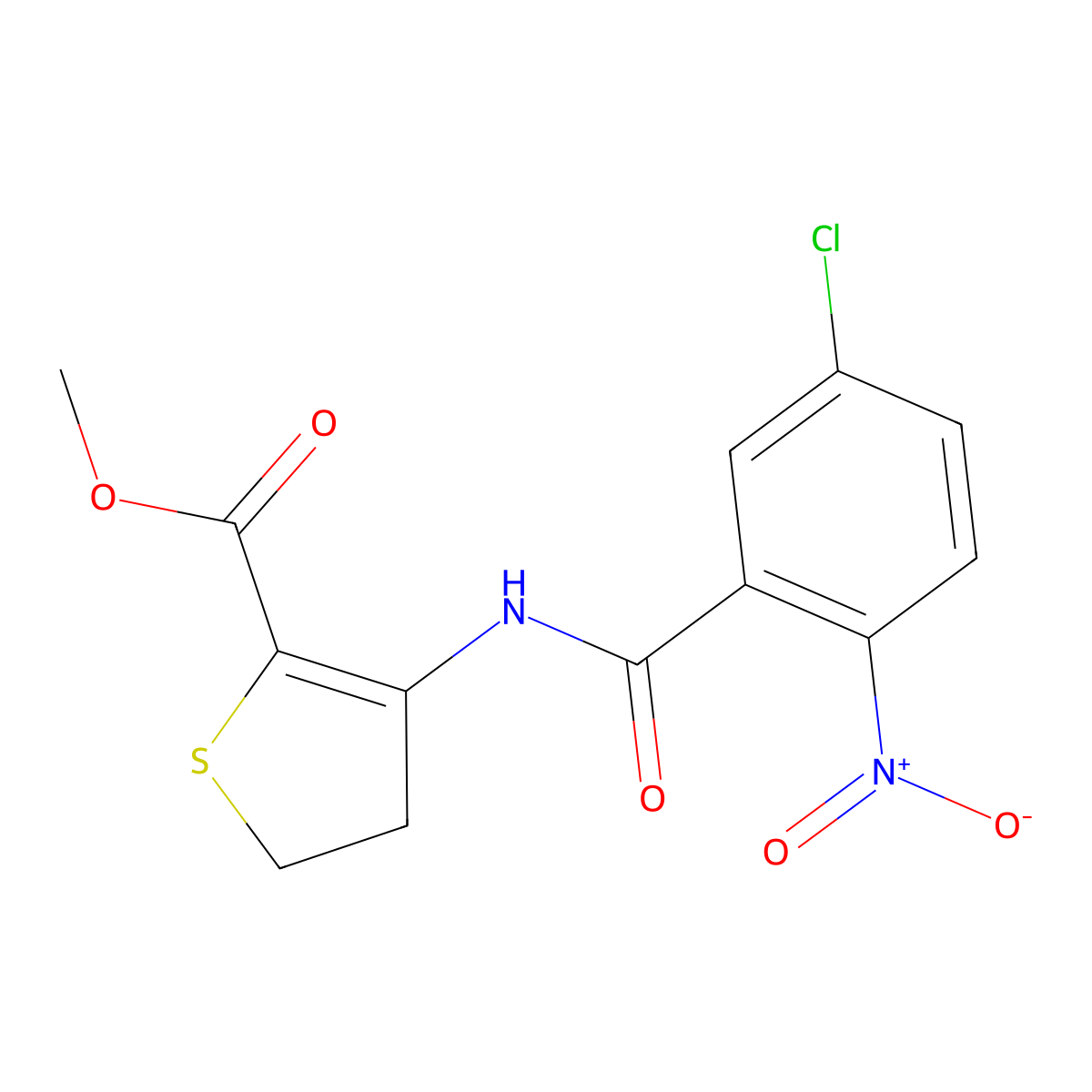 Methyl 3-(5-chloro-2-nitrobenzamido)-4,5-dihydrothiophene-2-carboxylate molecular structure, CAS 330190-73-3