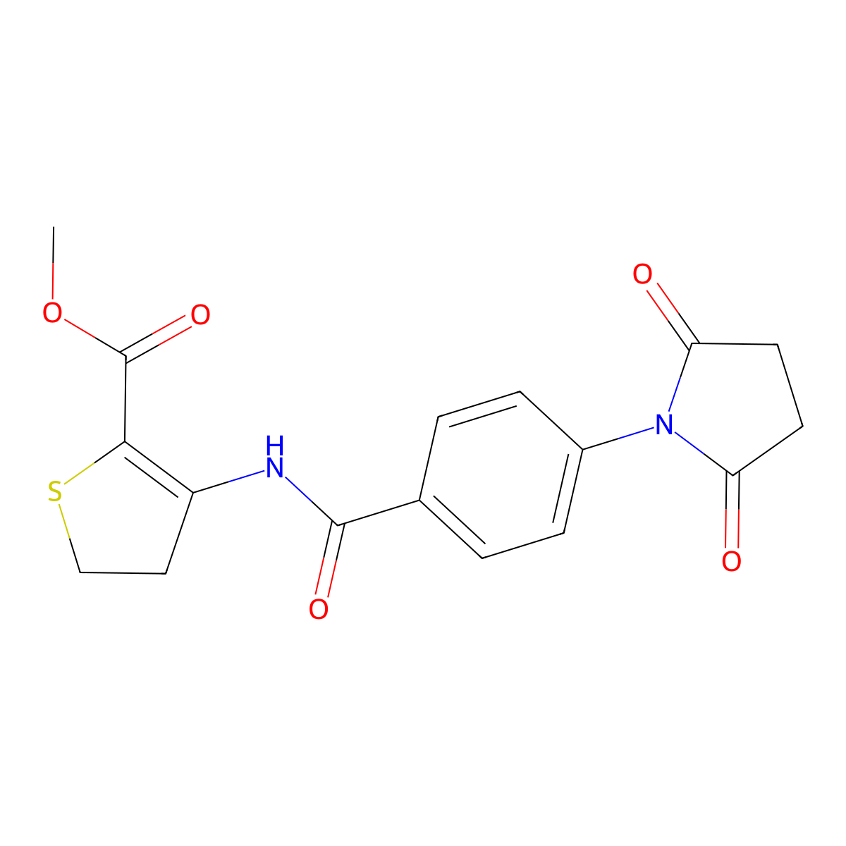 Methyl 3-(4-(2,5-dioxopyrrolidin-1-yl)benzamido)-4,5-dihydrothiophene-2-carboxylate molecular structure, CAS 330190-76-6