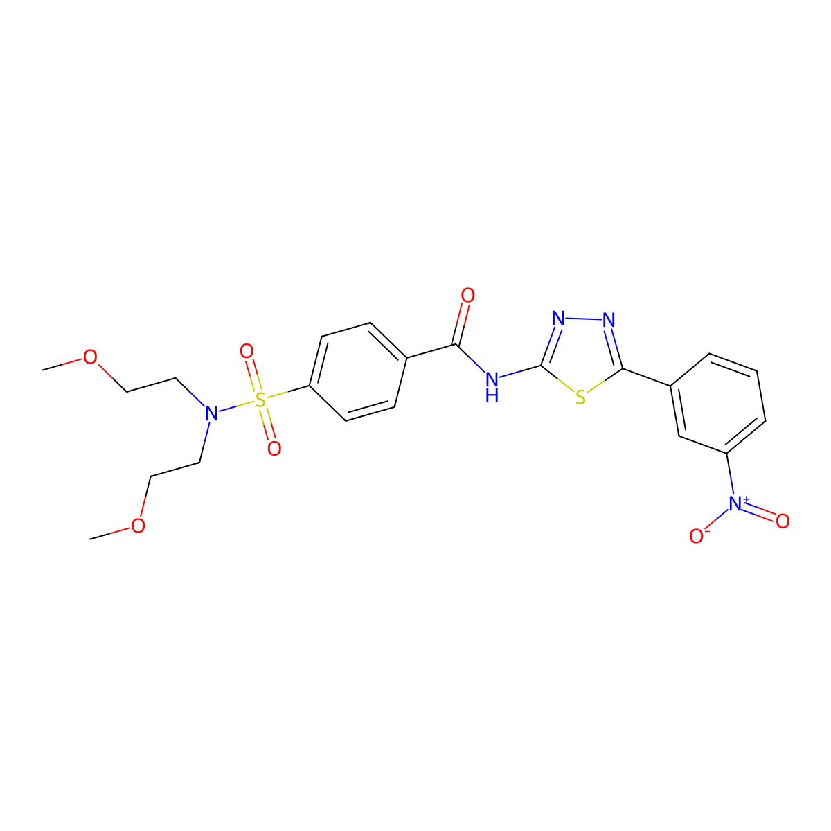 4-[bis(2-methoxyethyl)sulfamoyl]-N-[5-(3-nitrophenyl)-1,3,4-thiadiazol-2-yl]benzamide molecular structure, CAS 330190-85-7
