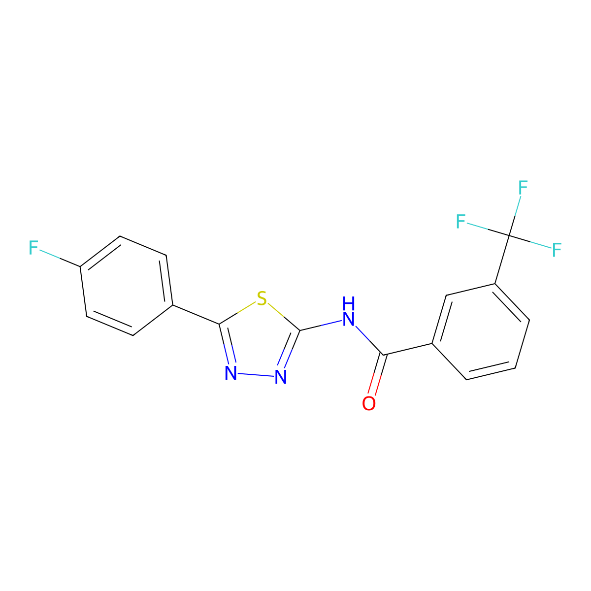 N-[5-(4-fluorophenyl)-1,3,4-thiadiazol-2-yl]-3-(trifluoromethyl)benzamide molecular structure, CAS 330190-89-1